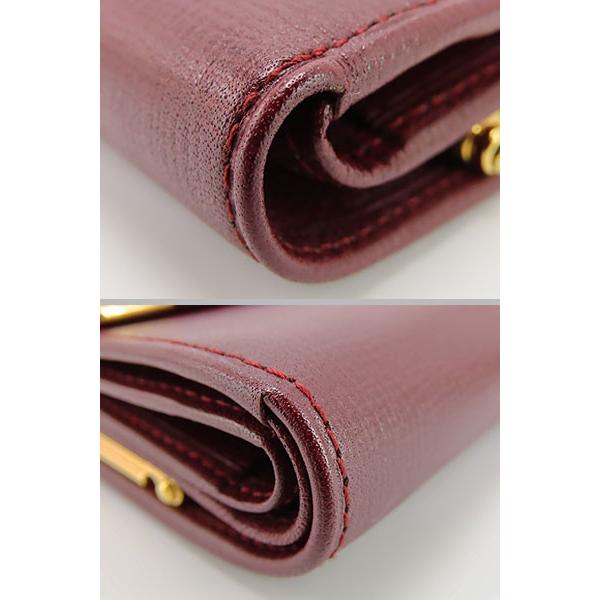 超美品 カルティエ  マストライン がま口 三つ折り財布 ボルドー カーフレザー L3000162 MUST DE CARTIER 超美品 カルティエ Cartier マストライン がま口 三