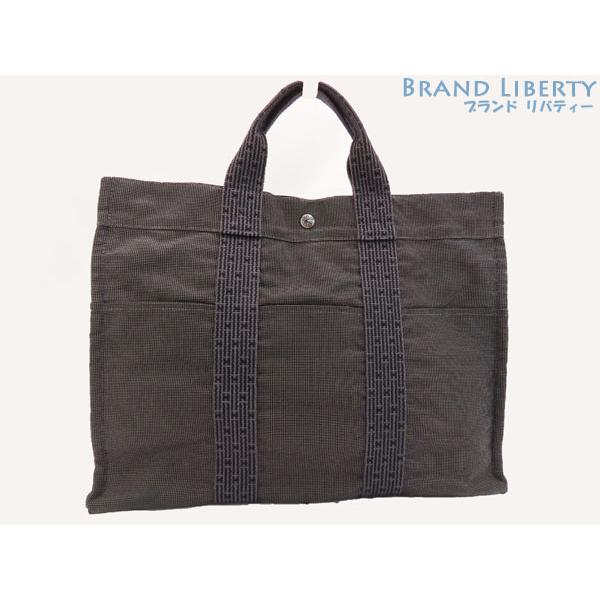 美品 エルメス HERMES エールライン トート MM ハンドバッグ トートバッグ グレー キャンバス | エールライン
