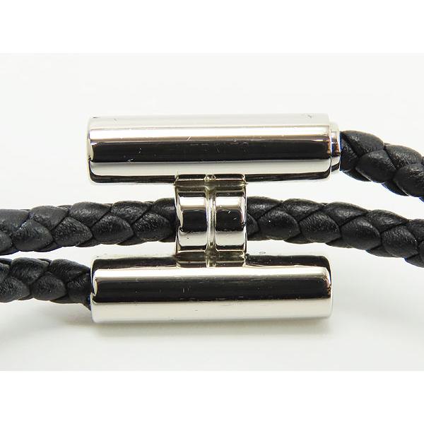 HERMES エルメス レザーブレスレット 黒 イントレチャート 編み込み 美品 エルメス HERMES トゥルニ トレッセ 2連 ブレスレット イントレ