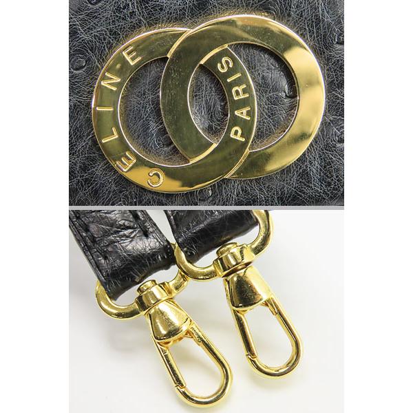 美品　セリーヌ　オーストリッチレザー　ショルダーバッグ　ハンド　ゴールド金具 CELINE（セリーヌ） 激レア美品 ヴィンテージ サークルロゴ
