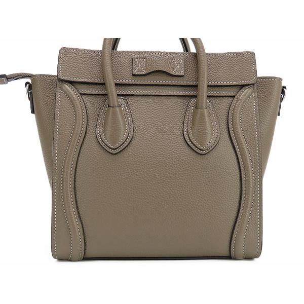 美品 セリーヌ CELINE ラゲージ ナノ ショッパー 2WAY ハンドバッグ ショルダーバッグ トートバッグ 新ロゴ スリ グレーベージュ ドラムドカーフスキン 189243DRU.09SO CELINE（セリーヌ） 美品 ラゲージ ナノ ショッパー 2WAY ハンドバッグ