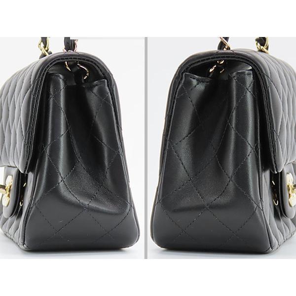新品同様 シャネル CHANEL ミニマトラッセ ミニ フラップ バッグ チェーンショルダーバッグ ポーチ ポシェット ブラック ラムスキン A35200の画像