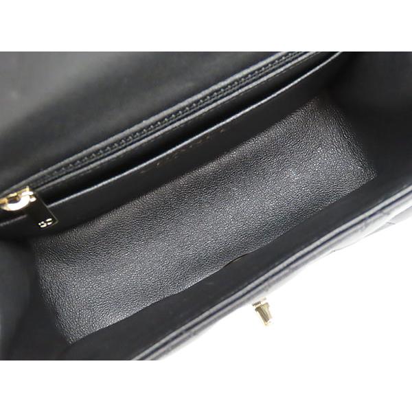 新品同様 シャネル CHANEL ミニマトラッセ ミニ フラップ バッグ チェーンショルダーバッグ ポーチ ポシェット ブラック ラムスキン A35200の画像