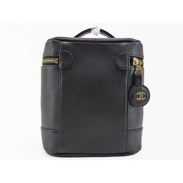 新品同様 シャネル CHANEL ココマーク キャビアスキン バニティバッグ ハンドバッグ コスメポーチ 化粧ポーチ ブラック グレインドカーフスキン A01998の画像