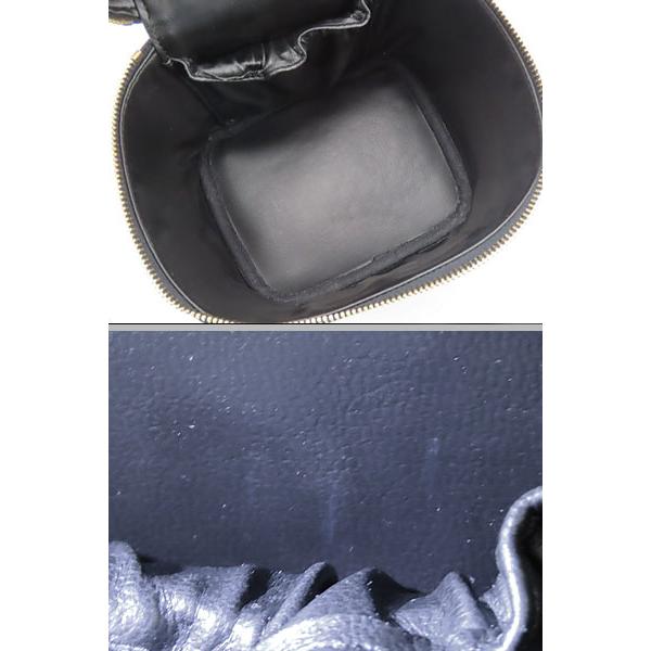 新品同様 シャネル CHANEL ココマーク キャビアスキン バニティバッグ ハンドバッグ コスメポーチ 化粧ポーチ ブラック グレインドカーフスキン A01998の画像