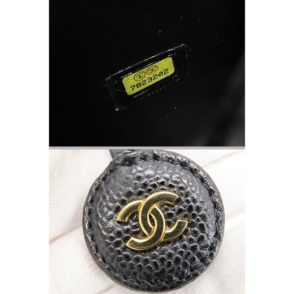 新品同様 シャネル CHANEL ココマーク キャビアスキン バニティバッグ ハンドバッグ コスメポーチ 化粧ポーチ ブラック グレインドカーフスキン A01998の画像