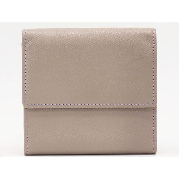 超美品 シャネル CHANEL ココボタン Wホック財布 両面財布 コンパクト財布 パープルグレー カーフレザー A20902の画像