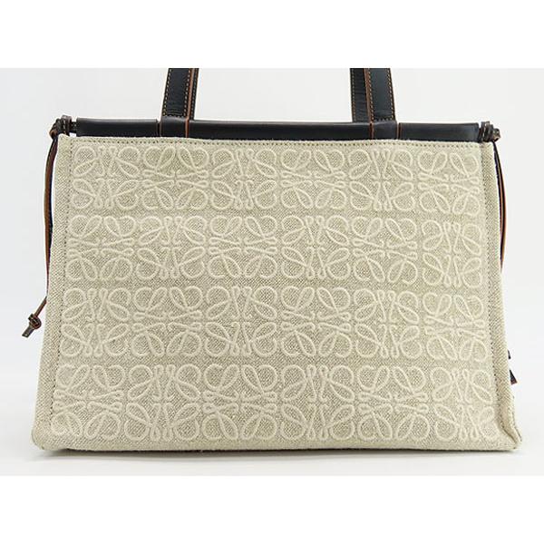 美品 ロエベ LOEWE クッショントート スモール アナグラム ショルダートートバッグ ハンドバッグ ナチュラル ブラック A612A93X05の画像