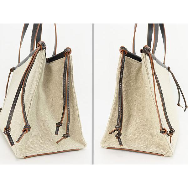 美品 ロエベ LOEWE クッショントート スモール アナグラム ショルダートートバッグ ハンドバッグ ナチュラル ブラック A612A93X05の画像