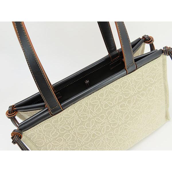 美品 ロエベ LOEWE クッショントート スモール アナグラム ショルダートートバッグ ハンドバッグ ナチュラル ブラック A612A93X05の画像