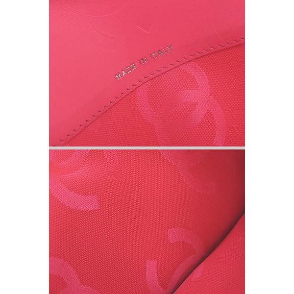 ほぼ新品 シャネル CHANEL カンボンライン ココマーク 二つ折り長財布 ブラック エナメル ピンク カーフスキン A26717の画像