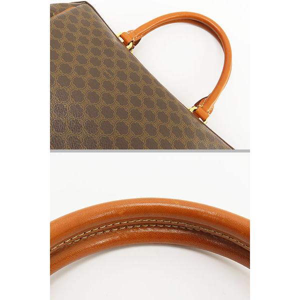 美品 セリーヌ CELINE ヴィンテージ マカダム ミニボストンバッグ ハンドバッグ ブラウン ダークブラウン PVC レザー