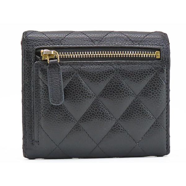 【CHANEL】マトラッセ ココマーク フラップ スモールウォレット コンパクト 三つ折り財布 キャビアスキン レザー ゴールド金具  箱付 CHANEL（新品・未使用品）グレインド　カーフスキン　グレー マトラッセ 美品 シャネル CHANEL ココマーク キャビアスキン スモール