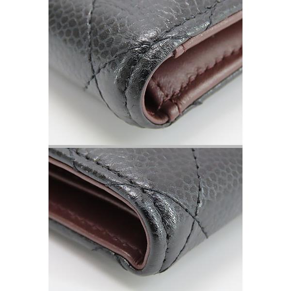 【CHANEL】マトラッセ ココマーク フラップ スモールウォレット コンパクト 三つ折り財布 キャビアスキン レザー ゴールド金具  箱付 CHANEL（新品・未使用品）グレインド　カーフスキン　グレー マトラッセ 美品 シャネル CHANEL ココマーク キャビアスキン スモール