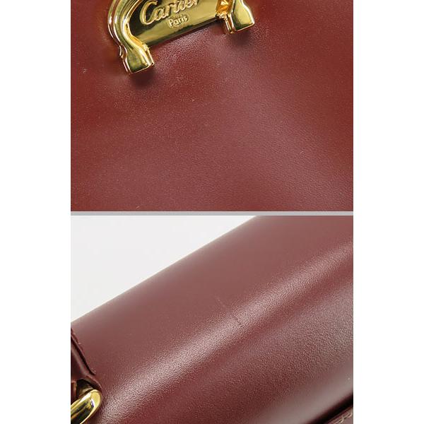 東233/ Cartier カルティエ マストライン レザー ボルドー系 Cartier カルティエ マストライン ショルダーバッグ ボルドー ターン