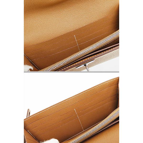 ほぼ新品 エルメス  ケリーウォレット ロング 二つ折り長財布 ゴールド ブラウン シルバー金具 ヴォーエプソン H051300CK 37  D刻印 HERMES - ほぼ新品 エルメス ケリーウォレット ロング 二つ折り長財布