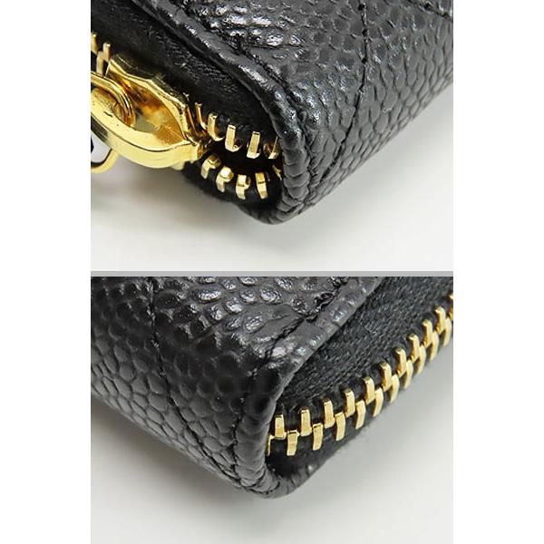 未使用 シャネル CHANEL マトラッセ ココマーク キャビアスキン ラウンドファスナー 長財布 ブラック ゴールド金具 A50097の画像