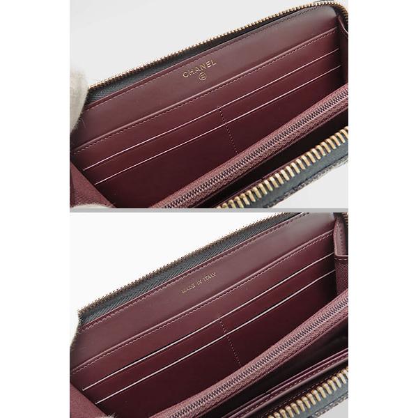 未使用 シャネル CHANEL マトラッセ ココマーク キャビアスキン ラウンドファスナー 長財布 ブラック ゴールド金具 A50097の画像