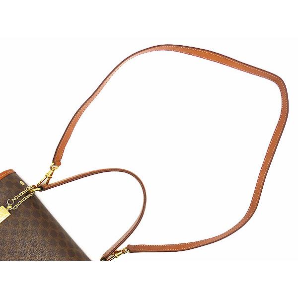美品 セリーヌ CELINE ヴィンテージ マカダム 2WAY トップハンドルバッグ ハンドバッグ ショルダーバッグ ブラウン ダークブラウン