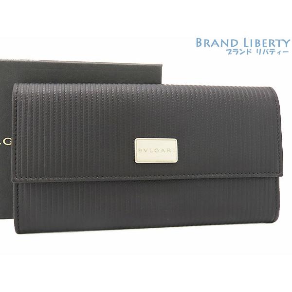 BVLGARI 新品同様 ブルガリ ミレリゲ 二つ折り長財布 ブラック カーフ  