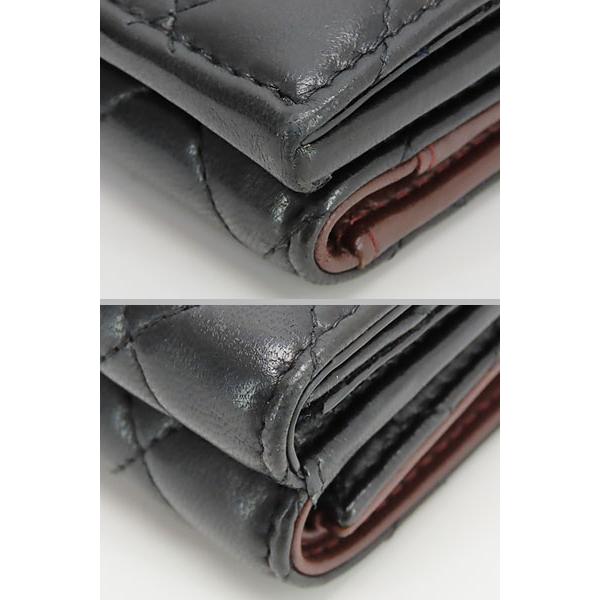 美品 シャネル マトラッセ クラシック スモール フラップ ウォレット ミニウォレット 三つ折り財布 コンパクト財布 ブラック シルバー ラムスキン AP0230 A84401の画像