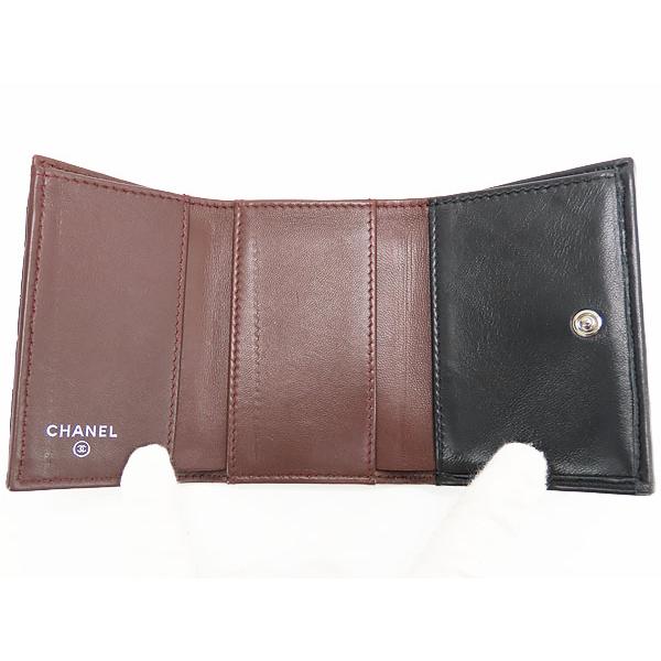 美品 シャネル マトラッセ クラシック スモール フラップ ウォレット ミニウォレット 三つ折り財布 コンパクト財布 ブラック シルバー ラムスキン AP0230 A84401の画像