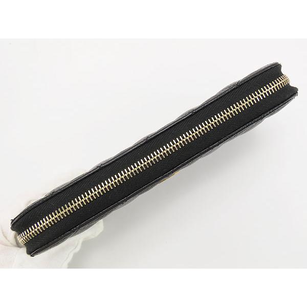 美品 シャネル マトラッセ キャビアスキン クラシック ロング ジップ ウォレット ラウンドファスナー 長財布 ブラック A82370の画像