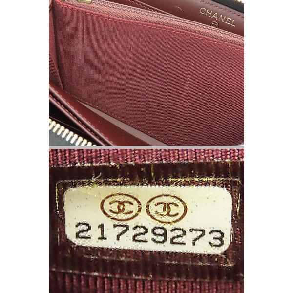 美品 シャネル マトラッセ キャビアスキン クラシック ロング ジップ ウォレット ラウンドファスナー 長財布 ブラック A82370の画像