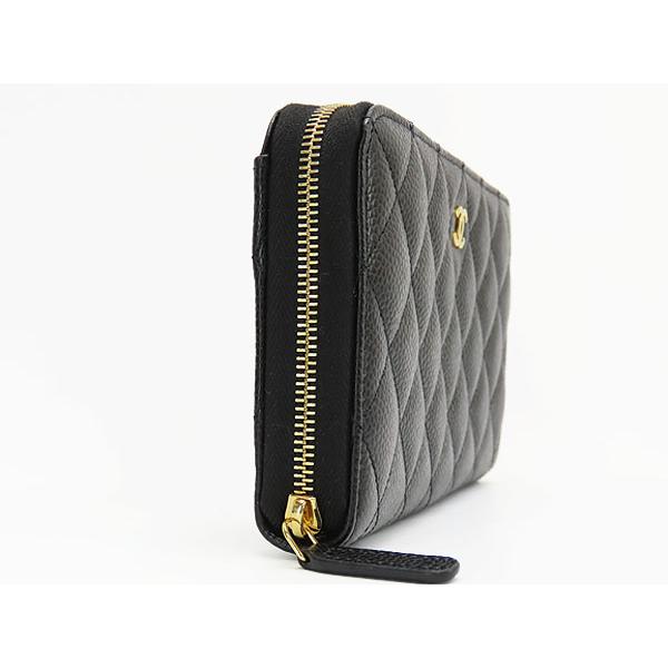 新古品 シャネル  マトラッセ  キャビアスキン タイムレスクラシック ロング ジップ ウォレット 長財布 ブラック  AP0242 CHANEL - 新古品 シャネル マトラッセ キャビアスキン タイムレス