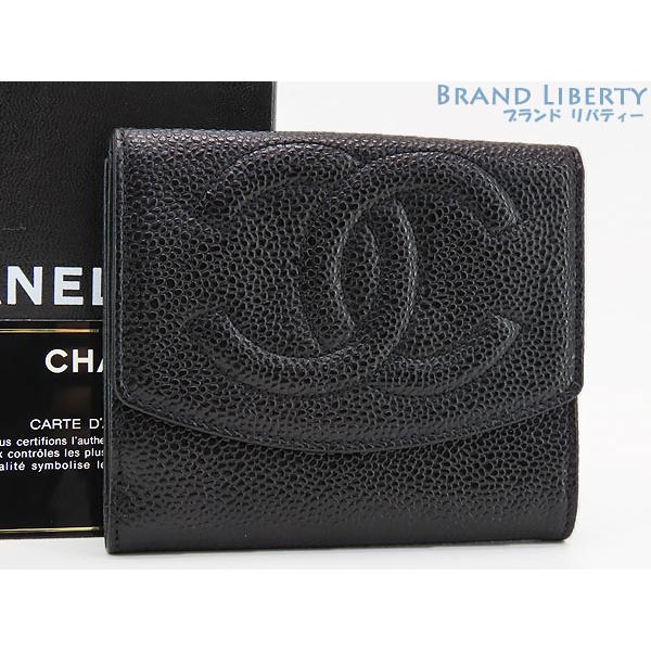 キャビアスキン ほぼ新品 シャネル CHANEL ヴィンテージ ココマーク W