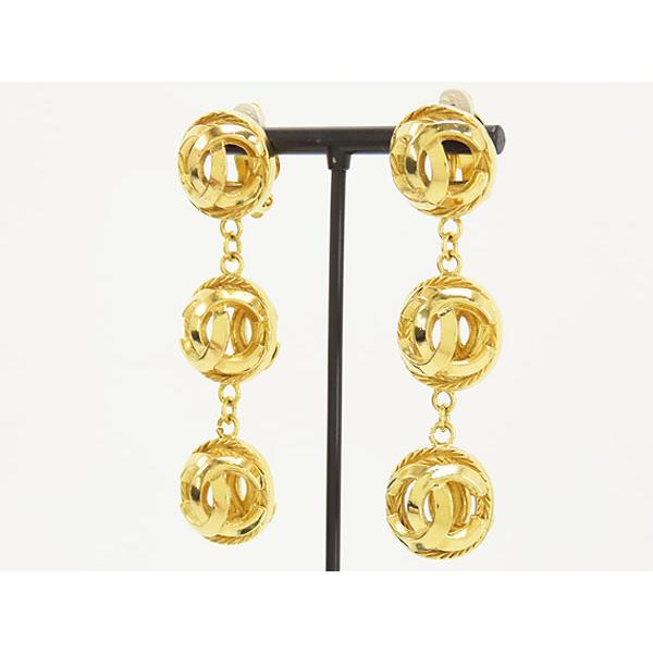 ☆シャネル イヤリング カラーストーン 96A ココマーク スウィング