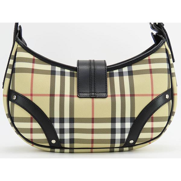 美品 バーバリー BURBERRY ロンドン ヘイマーケットチェック ワンショルダーバッグ セミショルダーバッグ ショルダーバッグ ハンドバッグ ホーボーバッグ ベージュ ブラウン PVC レザー BURBERRY（バーバリー） 美品 ロンドン ヘイマーケットチェック ワン