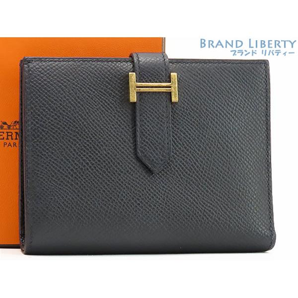 【超極美品】エルメス 二つ折り財布 ベアンコンパクト ヴォーエプソン ゴールド Bearn 美品 エルメス HERMES ベアンコンパクト 二つ折り財布