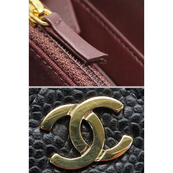 超美品 シャネル CHANEL マトラッセ ココマーク キャビアスキン ラウンドファスナー 長財布 ブラック ゴールド金具 グレインドカーフスキン A50097の画像