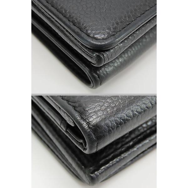 美品 シャネル  ココマーク キャビアスキン スモール フラップ ウォレット 三つ折り財布 コンパクト財布 ブラック  A70796 キャビアスキン 美品 シャネル ココマーク スモール フラップ