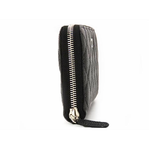 ほぼ新品 シャネル CHANEL マトラッセ ココマーク キャビアスキン ラウンドファスナー 長財布 ブラック シルバー金具 A50097の画像
