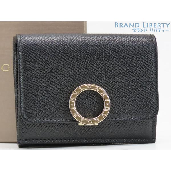 美品 ブルガリ BVLGARI ブルガリブルガリ ロゴクリップ 三つ折り財布 黒 ブルガリ・ブルガリ 新品同様 ブルガリ BVLGARI ブルガリブルガリ ロゴ