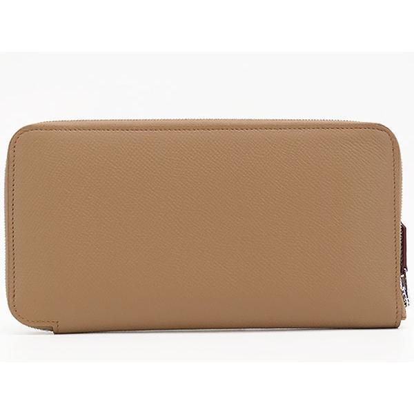 新古品 エルメス  アザップ ロング シルクイン ラウンドファスナー長財布 チャイ ベージュ モーヴシルベストル ヴォーエプソン  U刻印 HERMES（エルメス） 新古品 アザップ ロング シルクイン ラウンド