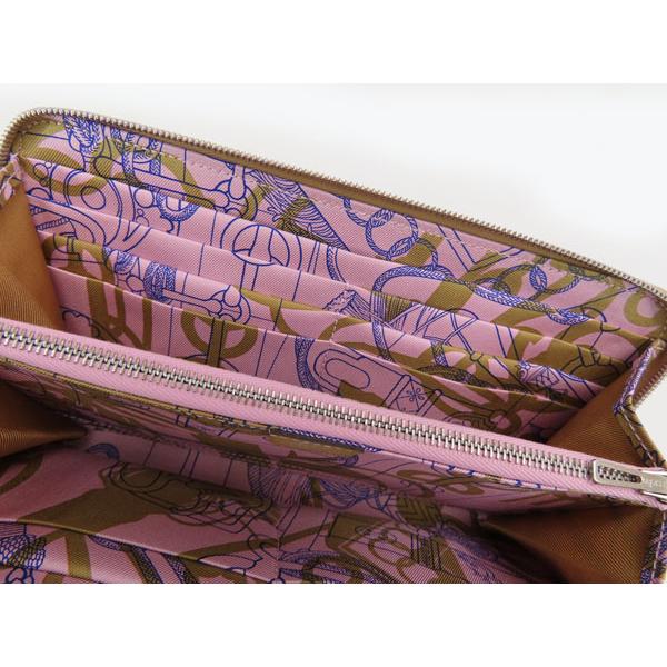 ★美品★ HERMES アザップ シルクイン ラウンドファスナー　ブラウン系 HERMES（エルメス） アザップ ロング シルクイン ラウンドファスナー