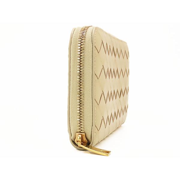 イタリアBottega Venetia 編み込みデザイン 長財布 ベージュ BOTTEGA VENETA（ボッテガ・ヴェネタ） 超美品 ボッテガ ヴェネタ