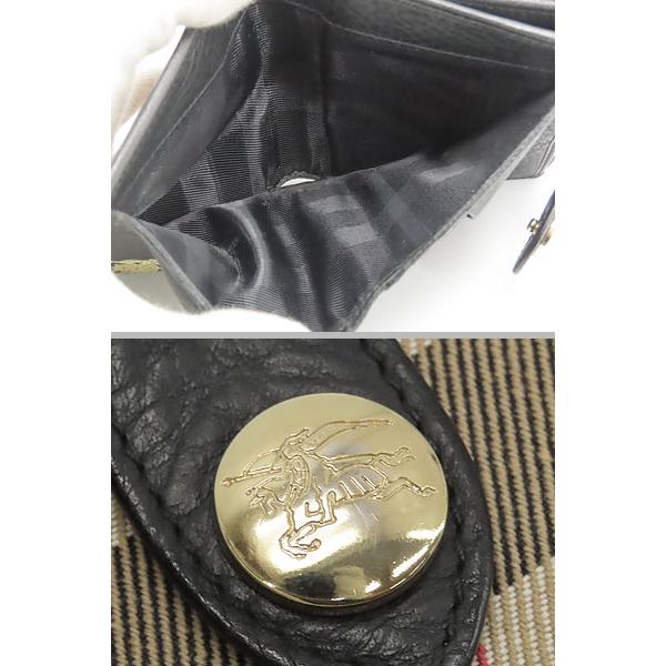 ほぼ新品 バーバリー  ハウスチェック Wホック財布 両面財布 コンパクト財布 ブラック ベージュ レザー キャンバス BURBERRY（バーバリー） ほぼ新品 ハウスチェック Wホック財布 両面