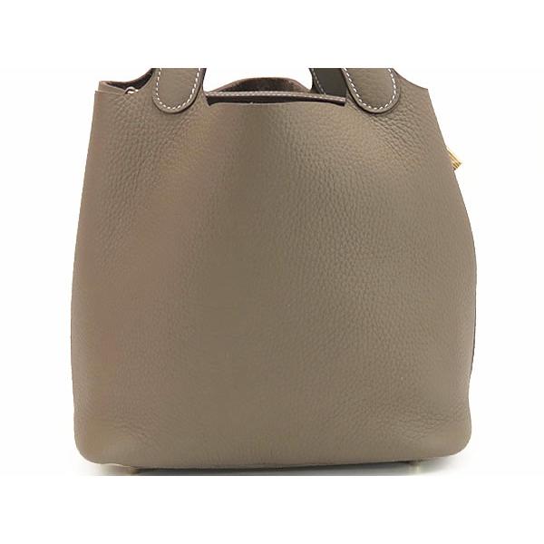 新古品 エルメス HERMES ピコタンロック 22 MM ハンドバッグ トートバッグ エトゥープ ベージュ系 ゴールド金具 トリヨンクレマンス W刻の画像