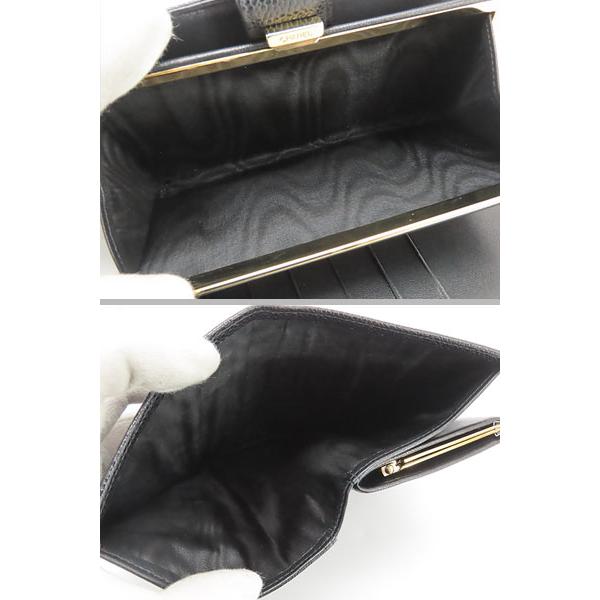 外超美品 シャネル CHANEL ヴィンテージ ココマーク キャビアスキン 二つ折り長財布 がま口財布 ブラック A13498の画像