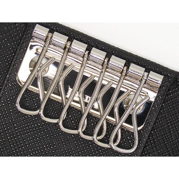 新古品 プラダ PRADA サフィアーノ トライアングル 6連キーケース