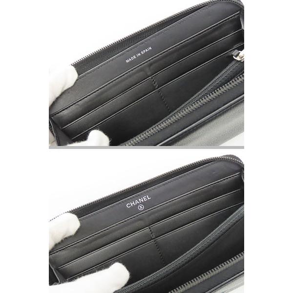 美品 シャネル CHANEL ココマーク キャビアスキン ラウンドファスナー長財布 ブラック シルバー金具 グレインドカーフスキン A50071の画像