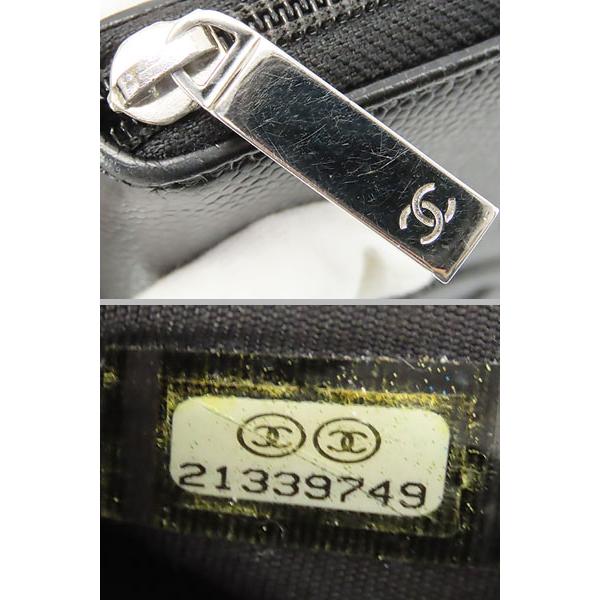 美品 シャネル CHANEL ココマーク キャビアスキン ラウンドファスナー長財布 ブラック シルバー金具 グレインドカーフスキン A50071の画像