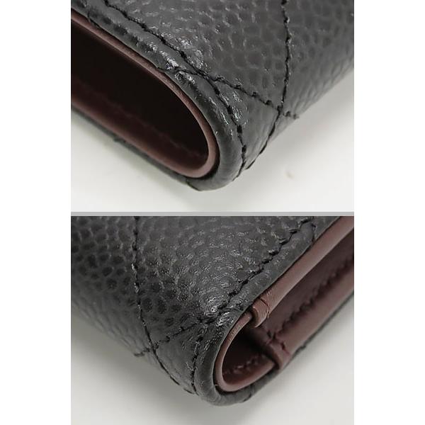 新古品 シャネル ココマーク マトラッセ キャビアスキン スモールフラップウォレット 三つ折り財布 コンパクト財布 ブラック A82288 AP0231の画像