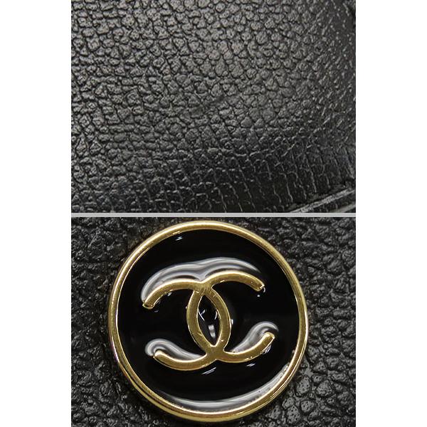 新品同様 シャネル CHANEL ココボタン 二つ折り長財布 ブラック カーフレザー A20904の画像