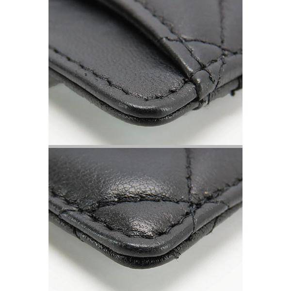 新品同様 シャネル CHANEL マトラッセ ココマーク チェーンストラップ付き カードケース パスケース 定期入れ IDケース ブラック ラムスキン A01745の画像