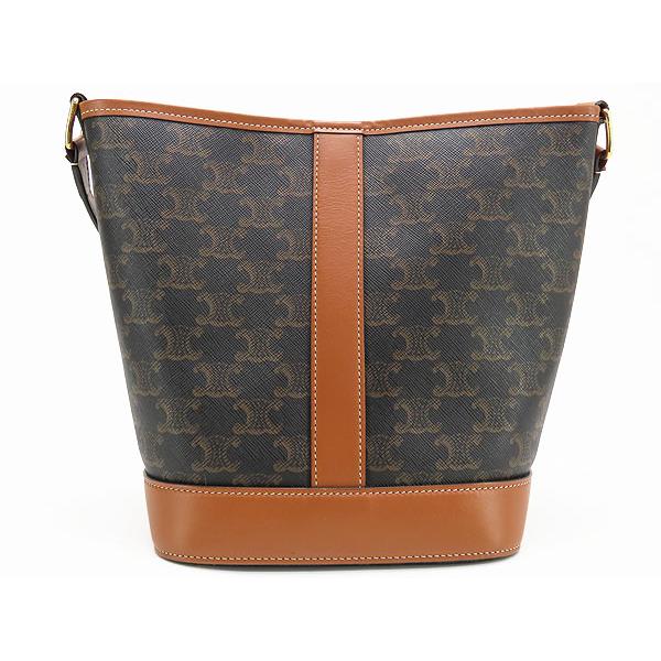 セリーヌ CELINE トリオンフ 19144 2CAS 04LU スモールバケット ショルダーバッグ レザー/PVC ブラウン 新品同様 CELINE セリーヌ バケットバッグ/ショルダーバッグ/Small TRIOMPHE